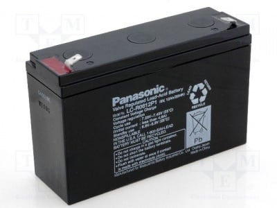 Акумулатор PANASONIC ACCU-HP12-6/P2 Re-battery: acid-lead; 6V; 12Ah; maintenance-free; AGM